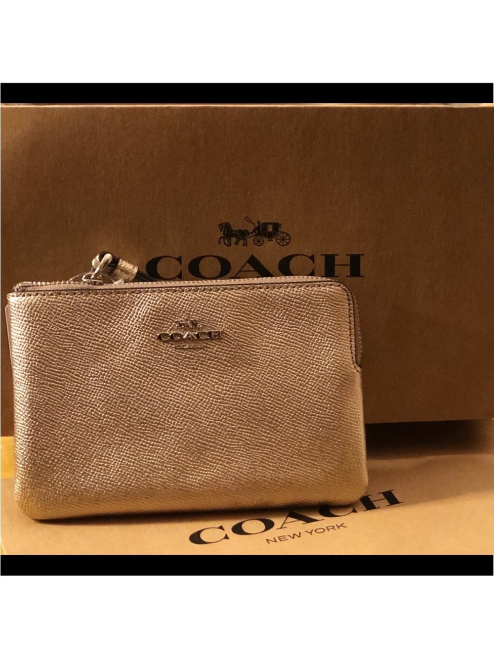NWT Coach Gold Metallic Wristlet